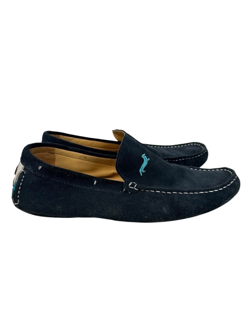 Harmont and Blaine Blue Suede Casual Loafers Men’s 10 Luxurycore Slip-On Shoes